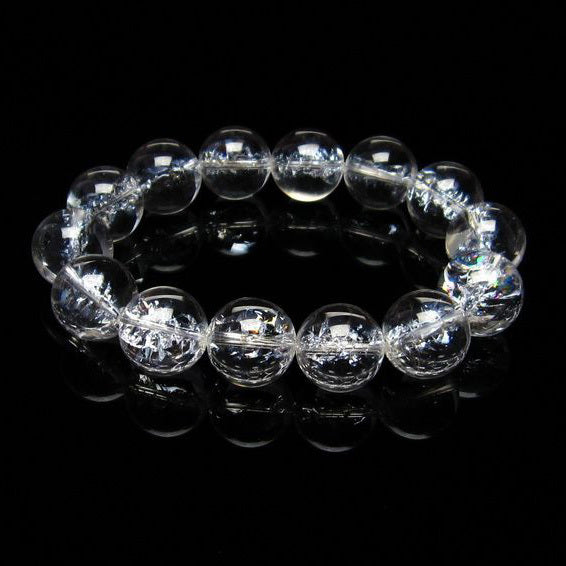 水晶 ブレスレット 虹入り ブレス アイリスクォーツ 16mm 一点物 111-17198