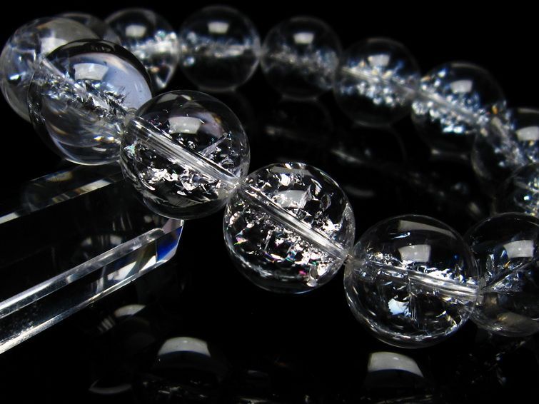 水晶 ブレスレット 虹入り ブレス アイリスクォーツ 16mm 一点物 111-17199