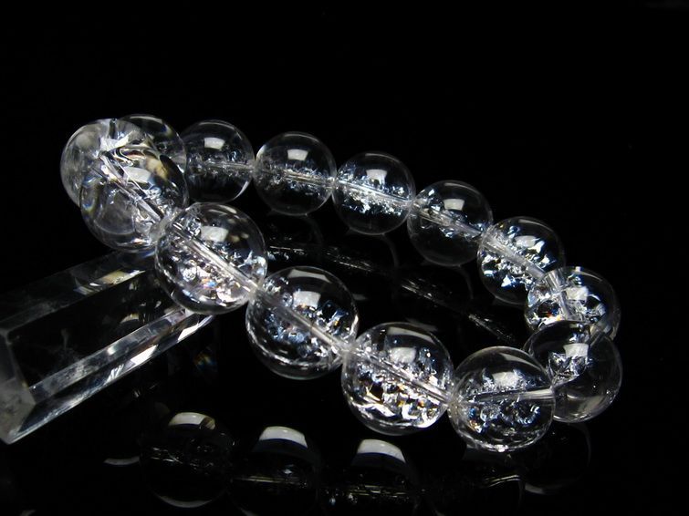 水晶 ブレスレット 虹入り ブレス アイリスクォーツ 16mm 一点物 111-17200