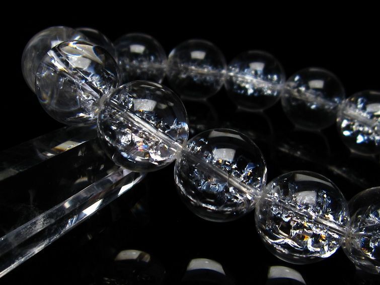 水晶 ブレスレット 虹入り ブレス アイリスクォーツ 16mm 一点物 111-17200