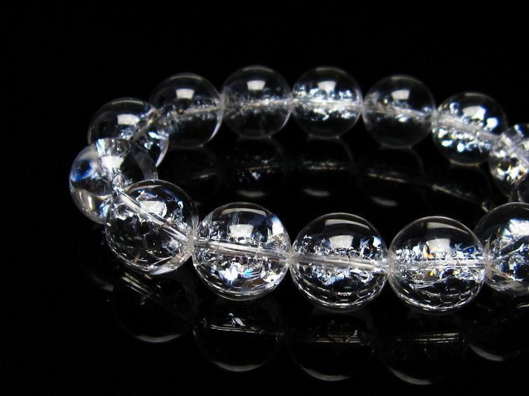 水晶 ブレスレット 虹入り ブレス アイリスクォーツ 16mm 一点物 111-17200
