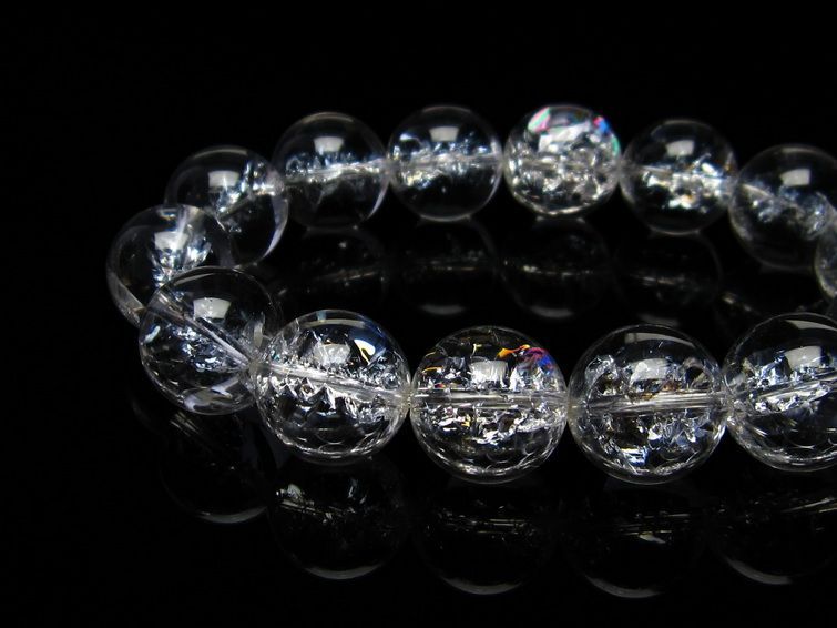 水晶 ブレスレット 虹入り ブレス アイリスクォーツ 16mm 一点物 111-17202