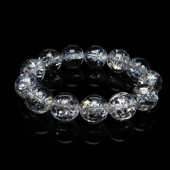 水晶 ブレスレット 虹入り ブレス アイリスクォーツ 18mm 一点物 111-17203