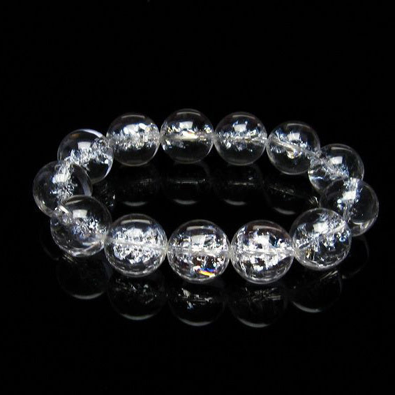 水晶 ブレスレット 虹入り ブレス アイリスクォーツ 18mm 一点物 111-17204
