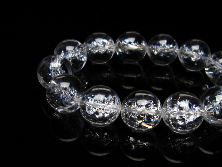 水晶 ブレスレット 虹入り ブレス アイリスクォーツ 18mm 一点物 111-17204