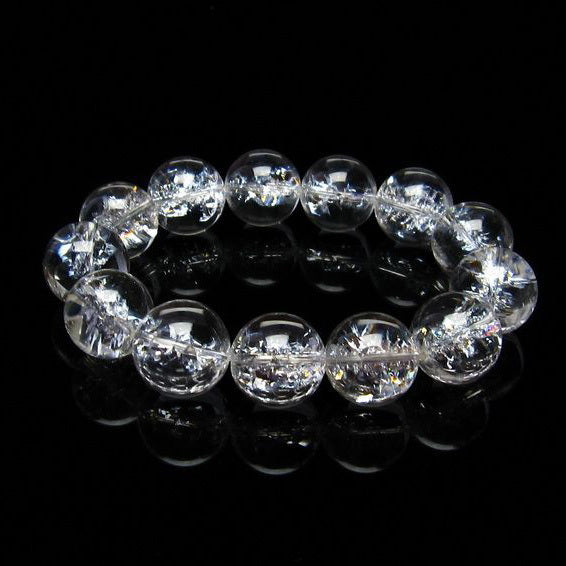 水晶 ブレスレット 虹入り ブレス アイリスクォーツ 17mm 一点物 111-17205
