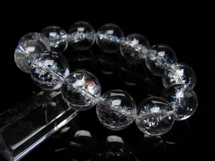 水晶 ブレスレット 虹入り ブレス アイリスクォーツ 18mm 一点物 111-17206