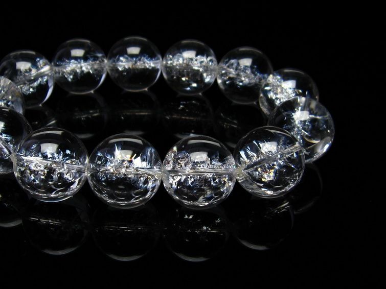 水晶 ブレスレット 虹入り ブレス アイリスクォーツ 18mm 一点物 111-17206