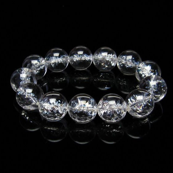 水晶 ブレスレット 虹入り ブレス アイリスクォーツ 18mm 一点物 111-17206