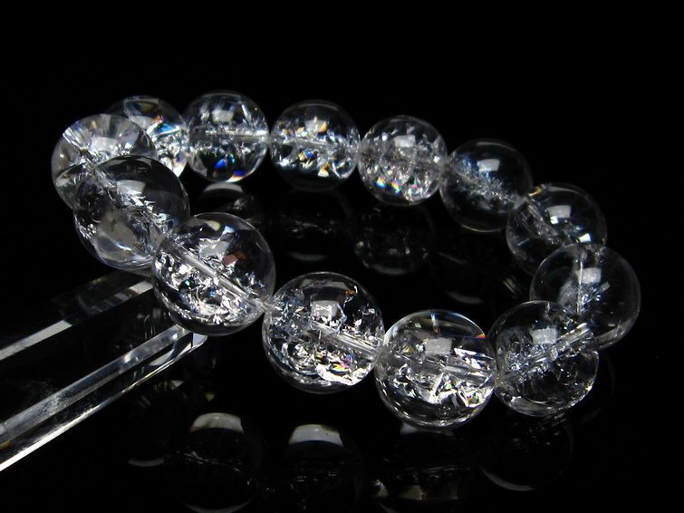 水晶 ブレスレット 虹入り ブレス アイリスクォーツ 18mm 一点物 111-17219