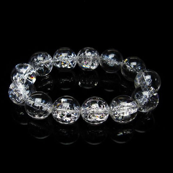 水晶 ブレスレット 虹入り ブレス アイリスクォーツ 18mm 一点物 111-17219