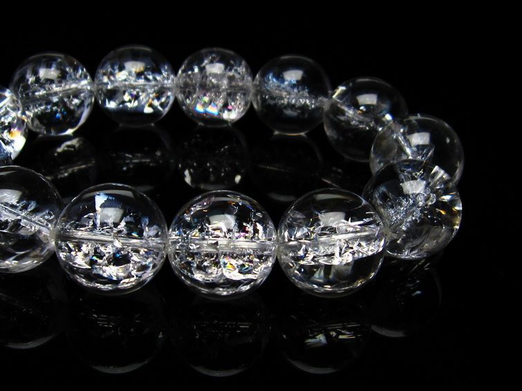 水晶 ブレスレット 虹入り ブレス アイリスクォーツ 18mm 一点物 111-17219