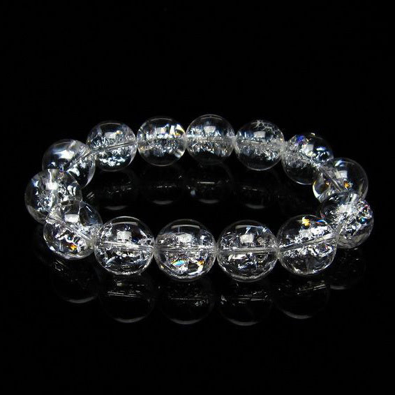 水晶 ブレスレット 虹入り ブレス アイリスクォーツ 16mm 一点物 111-17222