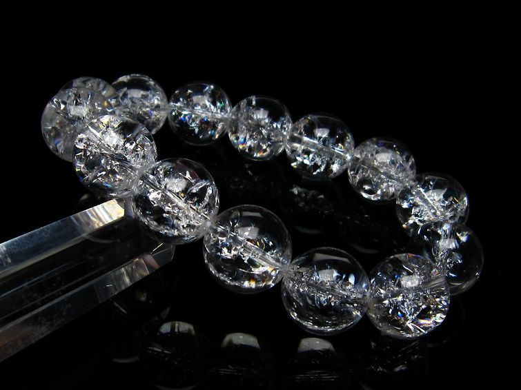 水晶 ブレスレット 虹入り ブレス アイリスクォーツ 16mm 一点物 111-17227