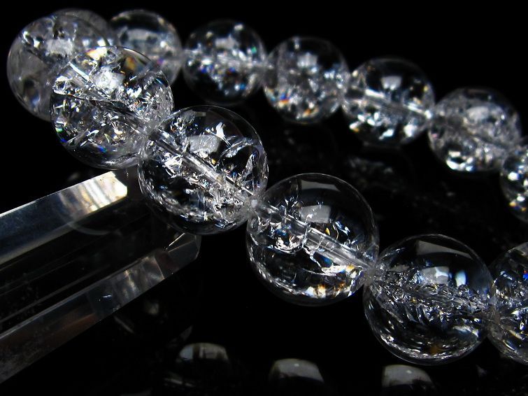 水晶 ブレスレット 虹入り ブレス アイリスクォーツ 16mm 一点物 111-17227