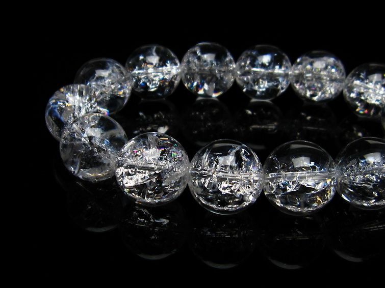 水晶 ブレスレット 虹入り ブレス アイリスクォーツ 16mm 一点物 111-17227