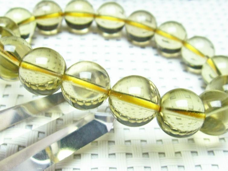 ミルキークォーツ イエロー ブレスレット 12mm 一点物 111-1728