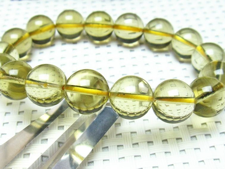 ミルキークォーツ イエロー ブレスレット 12mm 一点物 111-1729