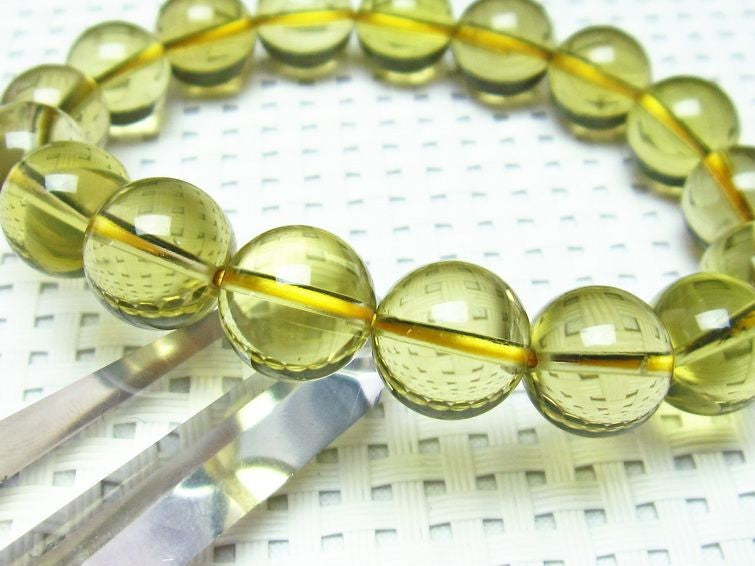 ミルキークォーツ イエロー ブレスレット 12mm 一点物 111-1730