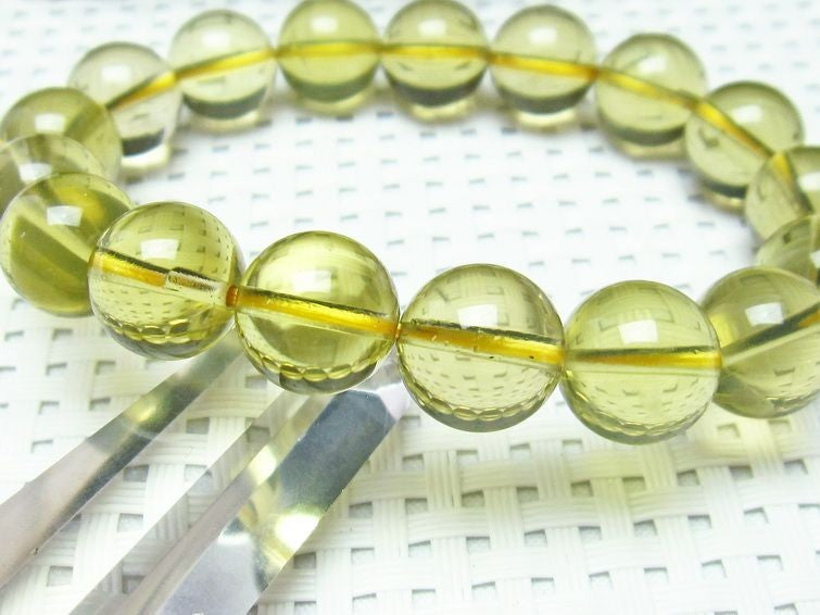 ミルキークォーツ イエロー ブレスレット 12mm 一点物 111-1745