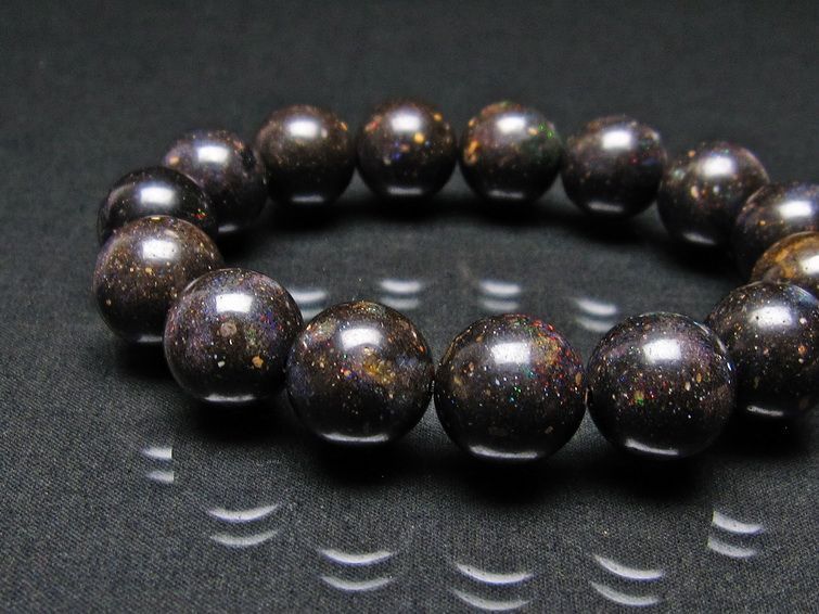 ブラックオパール ブレスレット 15mm 一点物 111-17719