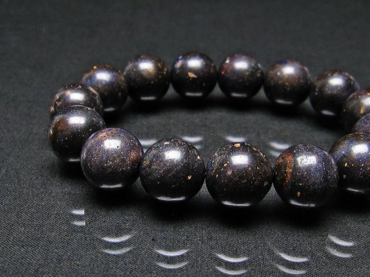 ブラックオパール ブレスレット 14mm 一点物 111-17722