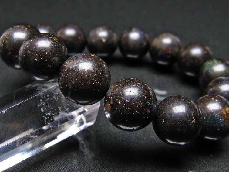 ブラックオパール ブレスレット 14mm 一点物 111-17724
