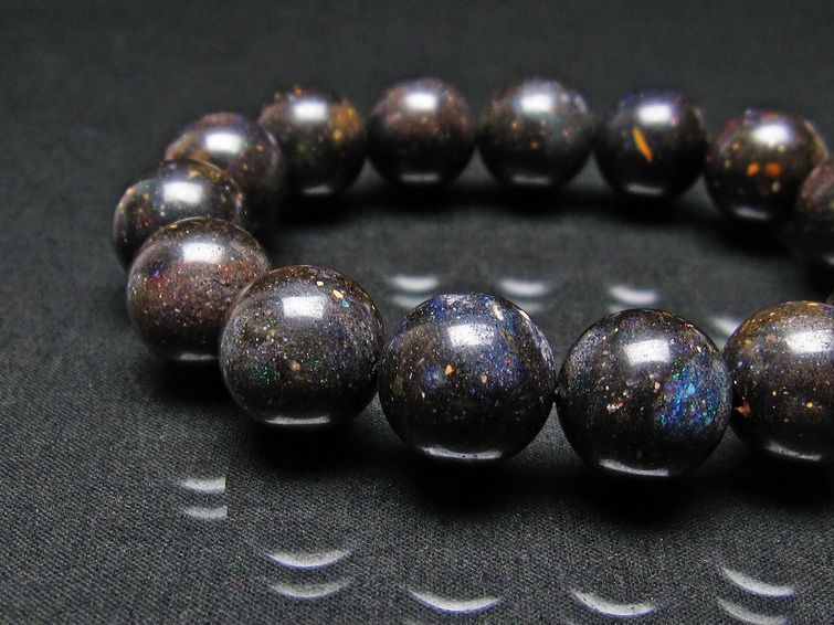 ブラックオパール ブレスレット 15mm 一点物 111-17726