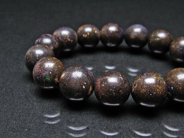 ブラックオパール ブレスレット 14mm 一点物 111-17731