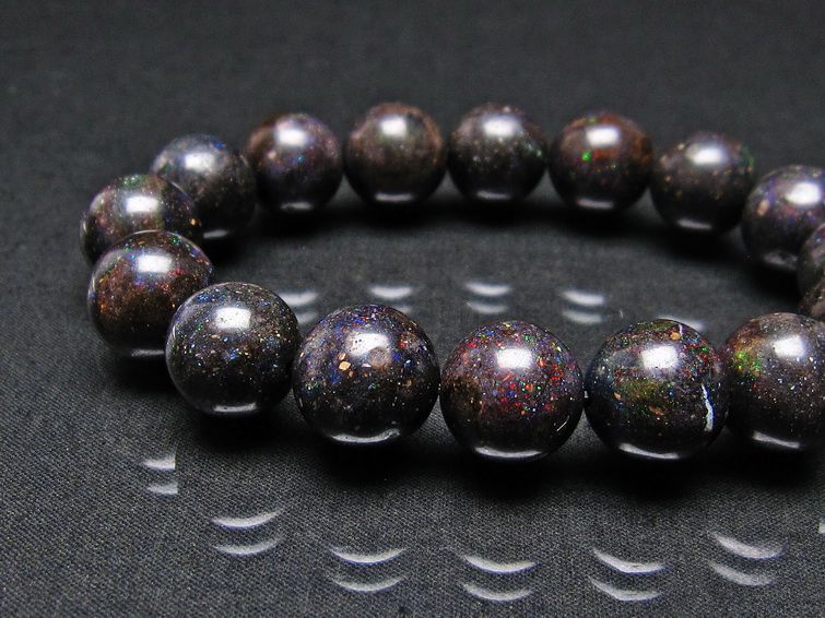 ブラックオパール ブレスレット 14mm 一点物 111-17766