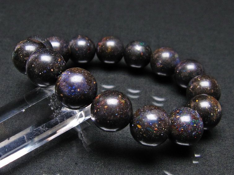 ブラックオパール ブレスレット 14mm 一点物 111-17768
