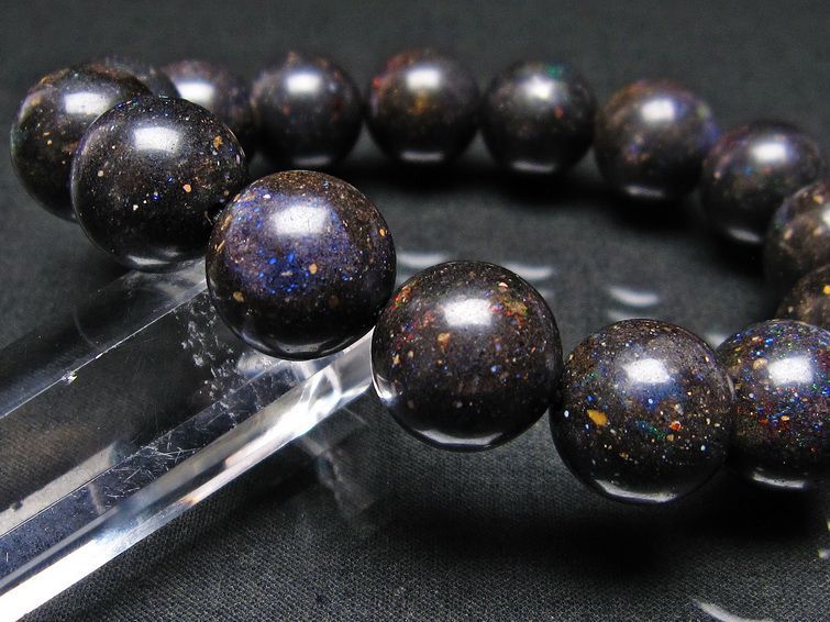 ブラックオパール ブレスレット 14mm 一点物 111-17768