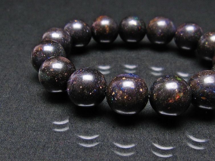 ブラックオパール ブレスレット 14mm 一点物 111-17768