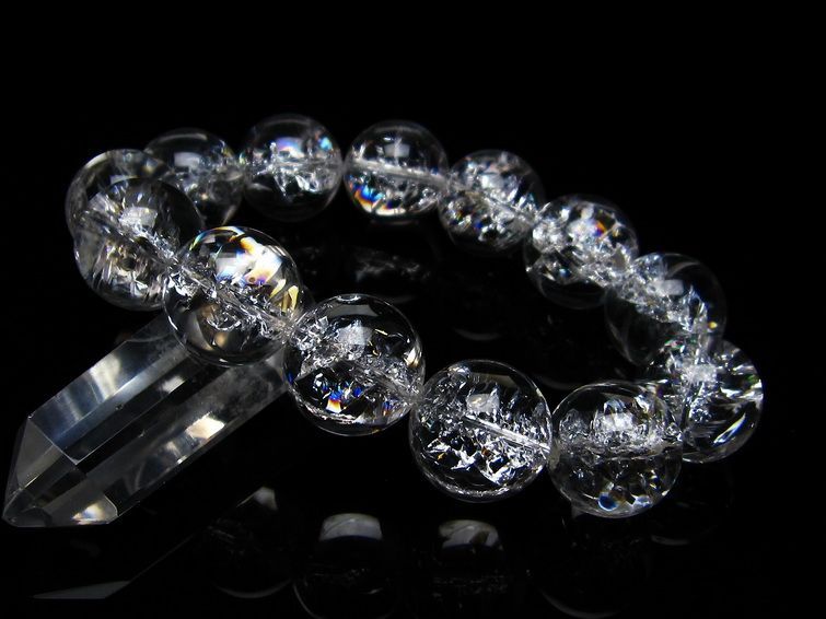 アイリスクォーツ 水晶 ブレスレット 18mm 一点物 111-20253