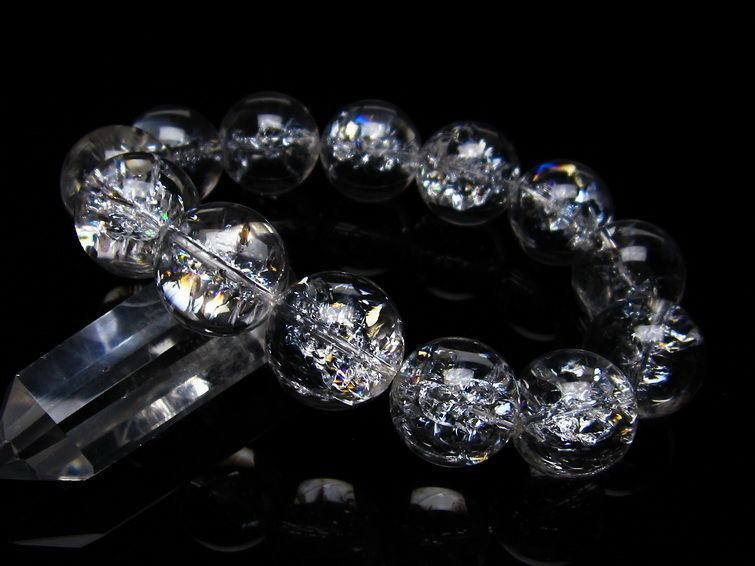 アイリスクォーツ 水晶 ブレスレット 18mm 一点物 111-20255