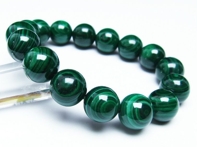 マラカイト ブレスレット 14mm 一点物 111-29355