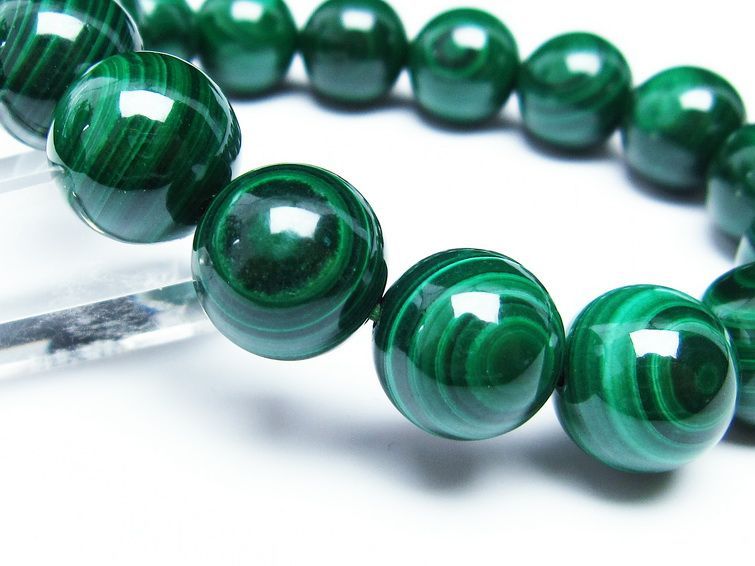 マラカイト ブレスレット 14mm 一点物 111-29355