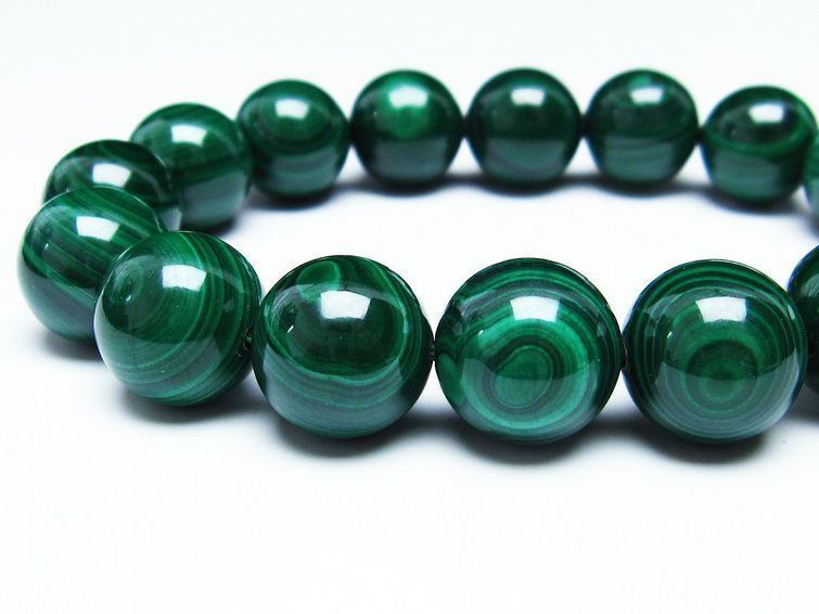マラカイト ブレスレット 14mm 一点物 111-29355
