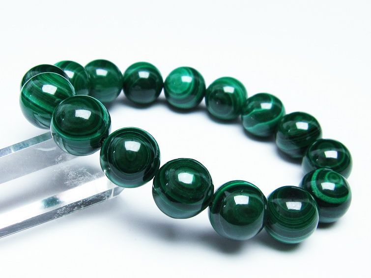 マラカイト ブレスレット 14mm 一点物 111-29356