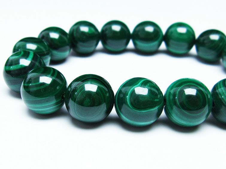 マラカイト ブレスレット 14mm 一点物 111-29356