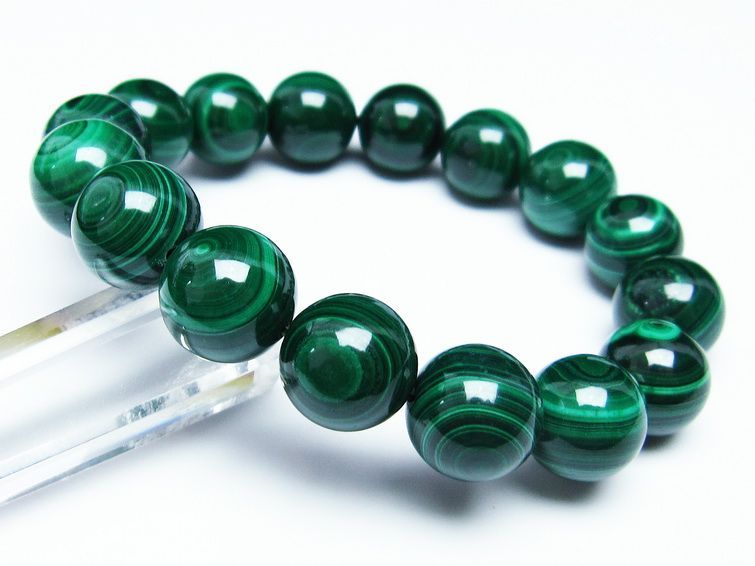 マラカイト ブレスレット 14mm 一点物 111-29357