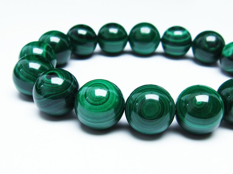 マラカイト ブレスレット 14mm 一点物 111-29357
