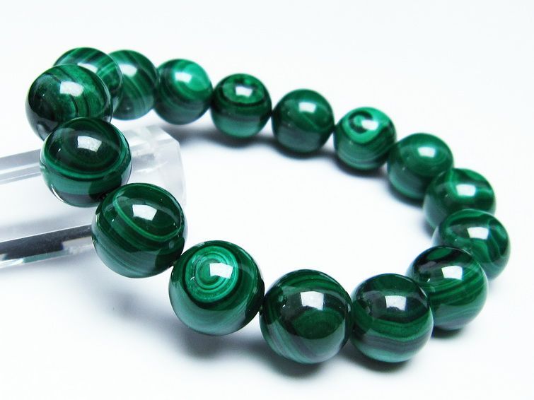 マラカイト ブレスレット 14mm 一点物 111-29358