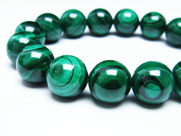 マラカイト ブレスレット 14mm 一点物 111-29358