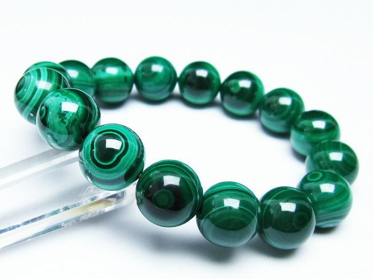 マラカイト ブレスレット 14mm 一点物 111-29363