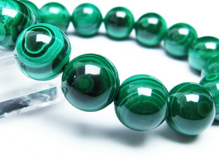 マラカイト ブレスレット 14mm 一点物 111-29363