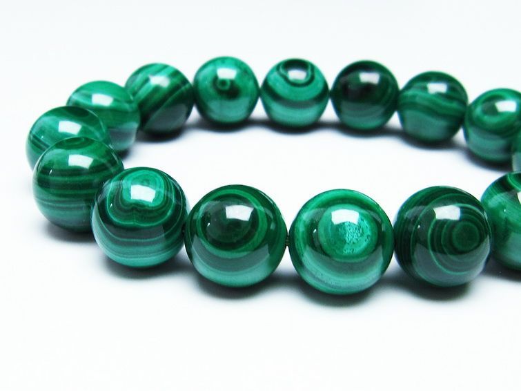 マラカイト ブレスレット 14mm 一点物 111-29363