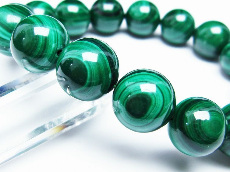 マラカイト ブレスレット 14mm 一点物 111-29364