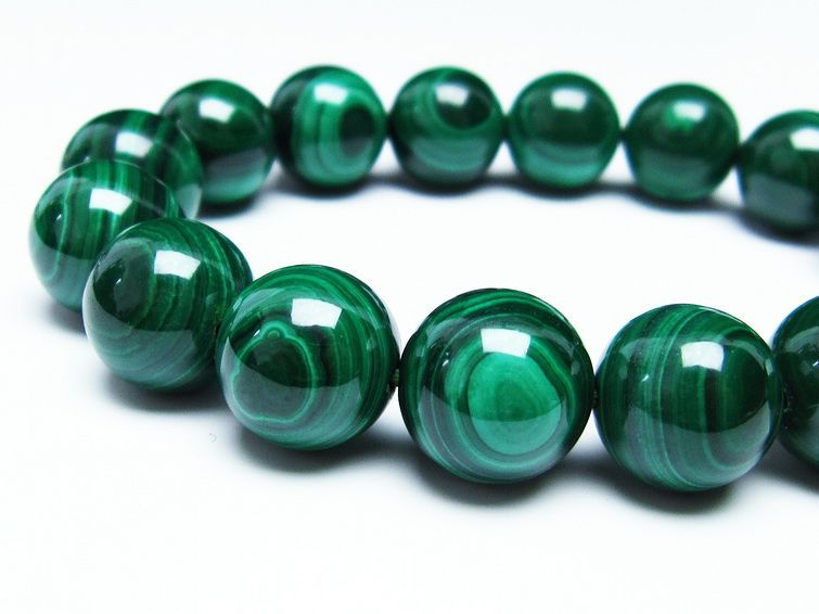 マラカイト ブレスレット 14mm 一点物 111-29364