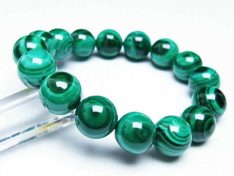 マラカイト ブレスレット 14mm 一点物 111-29365